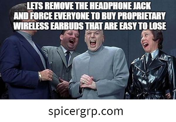 Odstranimo priključek za slušalke in prisilimo vse, da kupijo lastniško brezžično ...