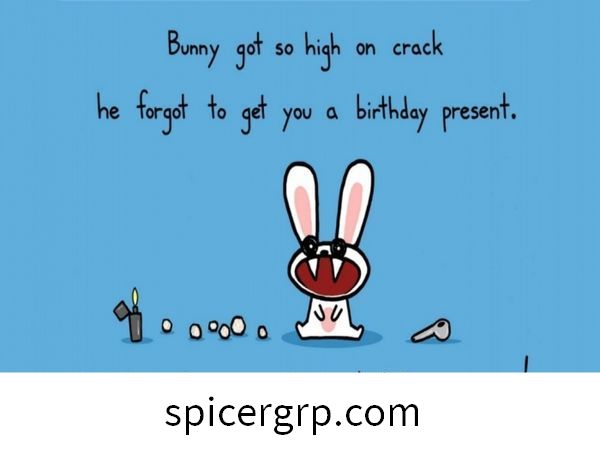 Bunny se puso tan drogado que se olvidó de regalarte un regalo de cumpleaños.