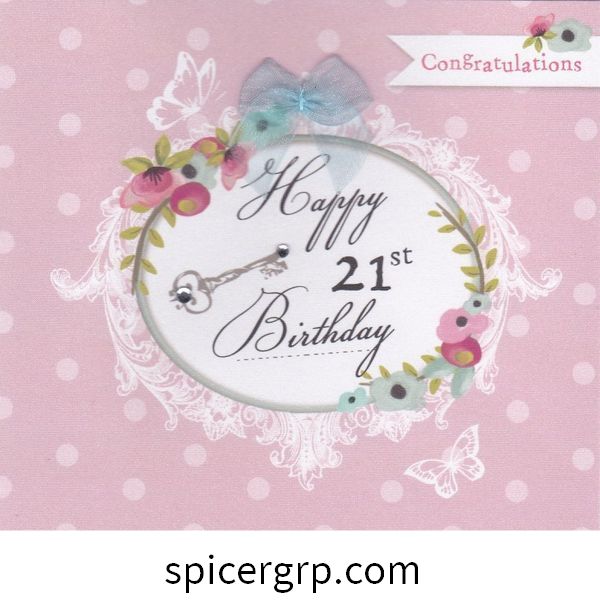 꽃과 열쇠 21 번째 생일 카드