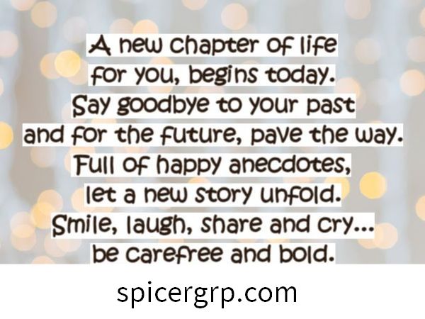 Un nouveau chapitre de la vie pour vous commence aujourd