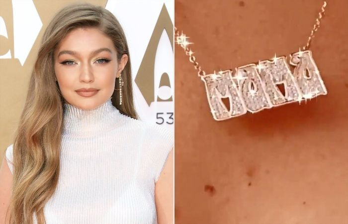 La scintillante collana di diamanti di Gigi Hadid regalata dalla designer di gioielli Jacquie Aiche scatena la frenesia
