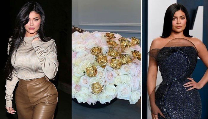 Kylie Jenner compie 24 anni e riceve rose vere immerse nell'oro a 24 carati per il suo compleanno