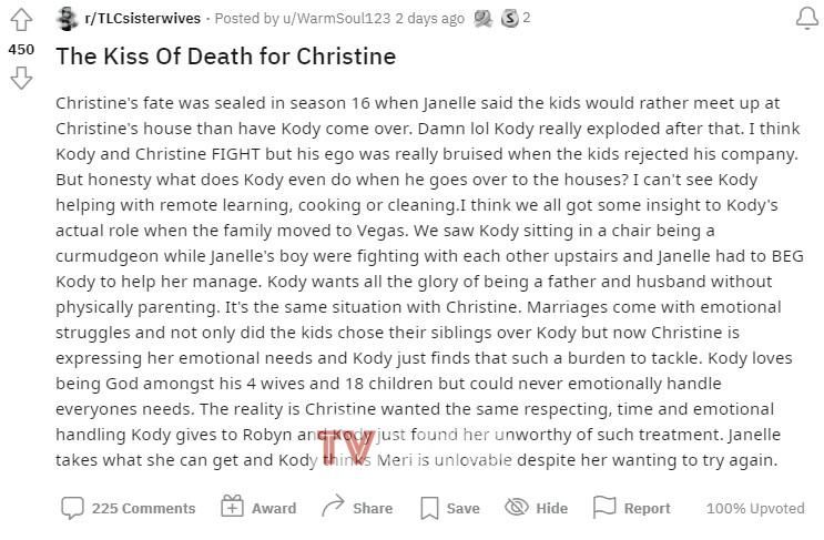 Sister Wives: Kody's KISS OF DEATH för Christine, vad är den verkliga orsaken till skilsmässa?