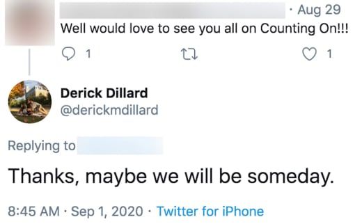 डेरिक डिलार्ड ने संकेत दिया कि वह और जिल दुग्गर जल्द ही 'काउंटिंग ऑन' पर लौट सकते हैं, पारिवारिक ड्रामा के बीच