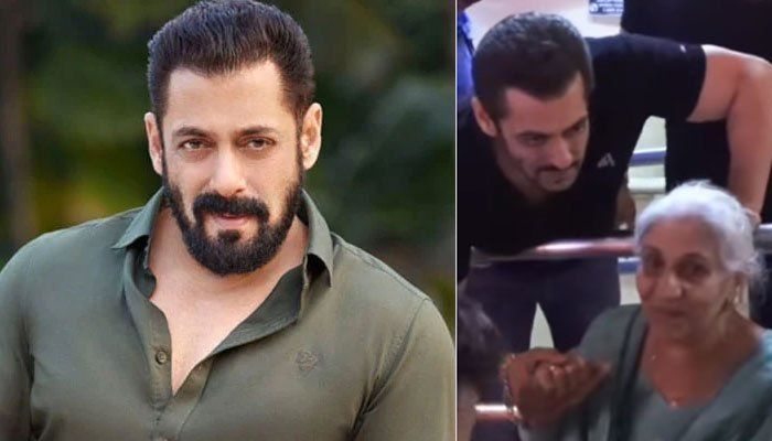 Salman Khan vinner hjärtan när han stannar för att ta emot välsignelser från ett äldre fan
