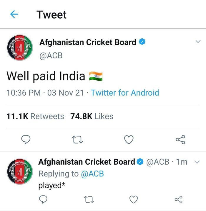 Un tuit amb Photoshop que representa falsament la Junta de Cricket d