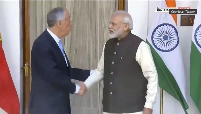 Ver: el incómodo apretón de manos de Modi con el presidente portugués